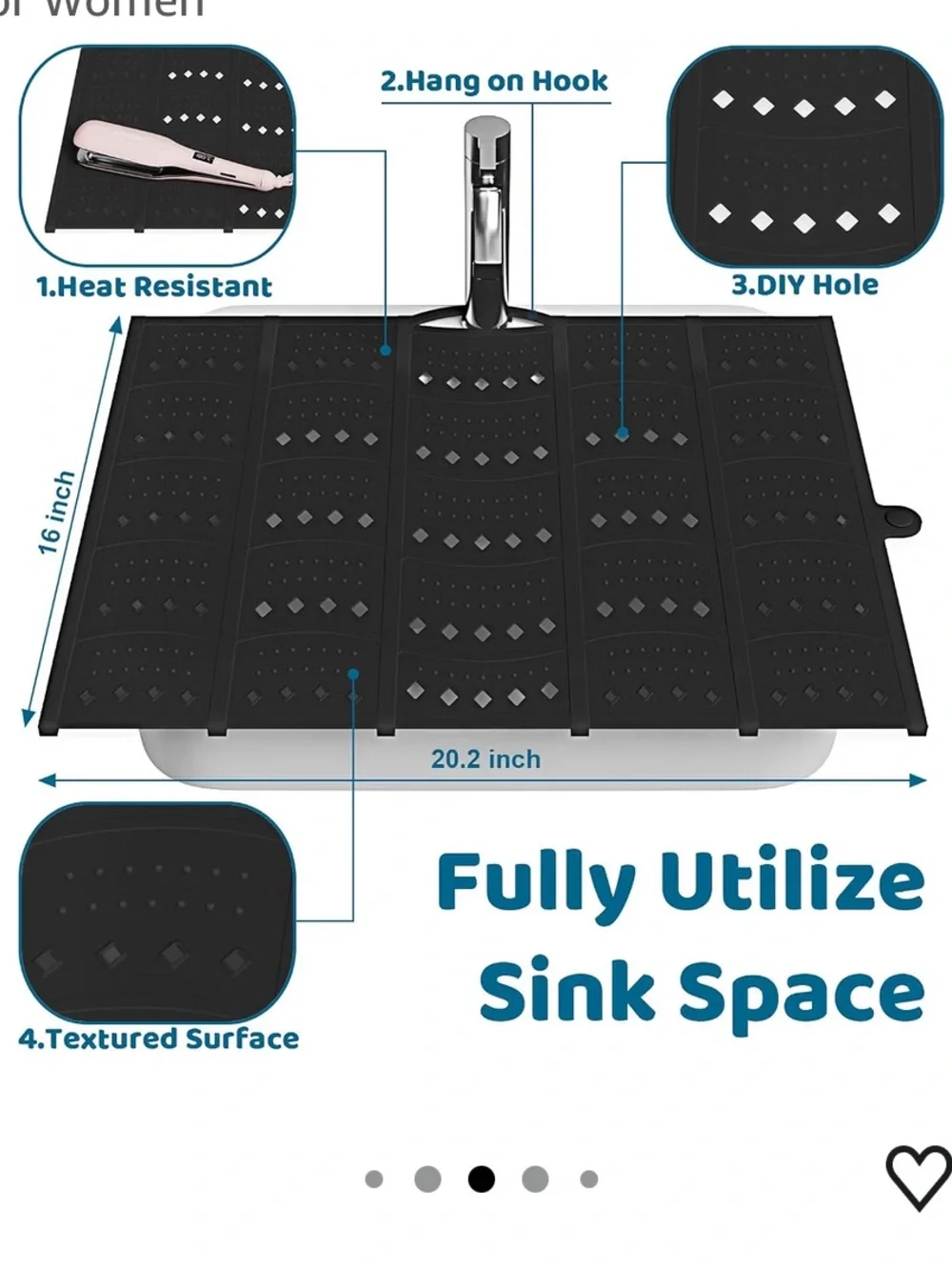 Black Foldable Bathroom Sink Cover